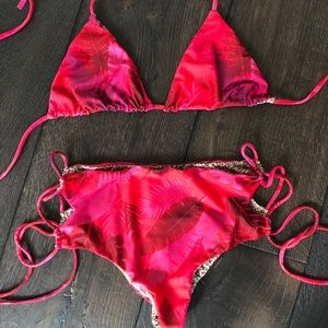 Acacia psychedelic leaf pink bikini Kauai L